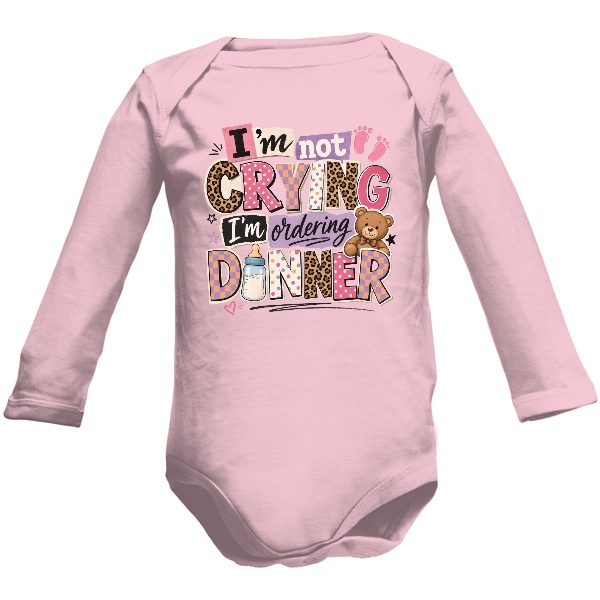 Dětské body Long s potiskem Barevný nápis Im not Crying Im ordering Dinner