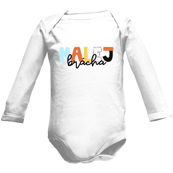Dětské body Long  s potiskem Barevný nápis Malej brácha