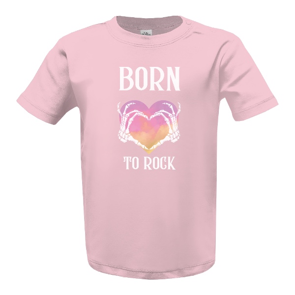 Tričko s potiskem Born to Rock s růžovým srdcem