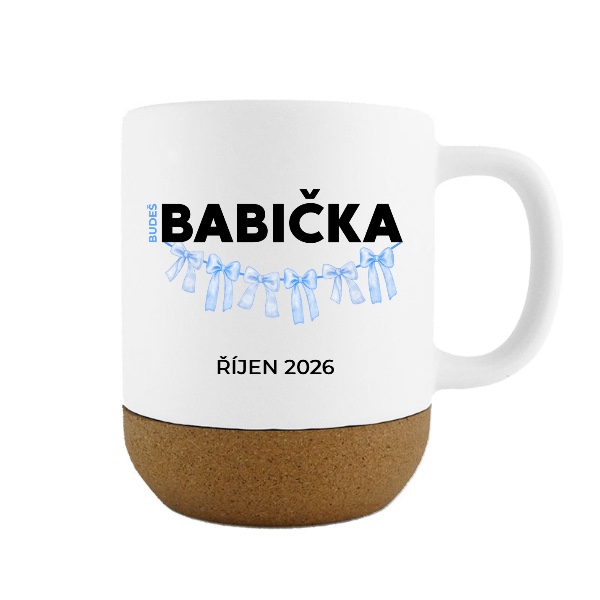 Budeš babička s girlandou z modrých mašlí