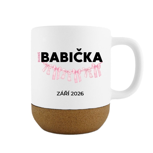 Budeš babička s girlandou z růžových mašlí