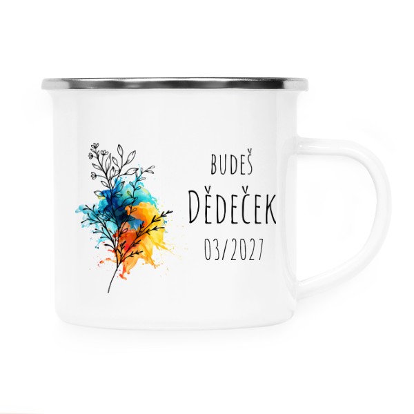 Budeš dědeček s lineart rostlinou a datem