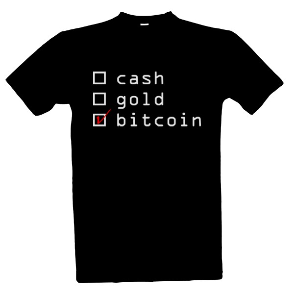 Tričko s potiskem cash bitcoin