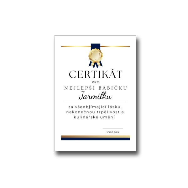 Certifikát pro nejlepší babičku