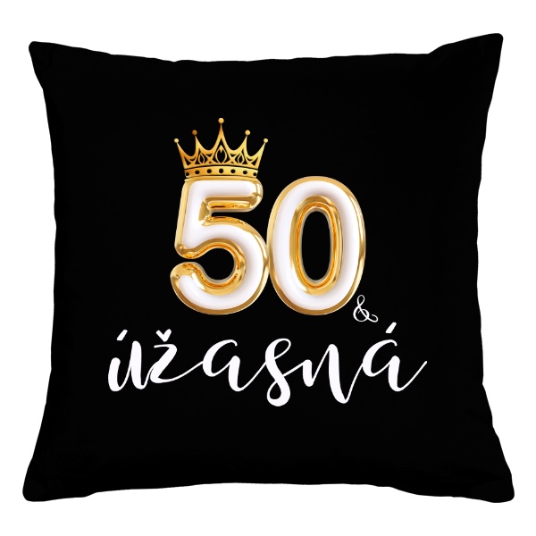 Dárek k 50 se zlatou korunkou a textem úžasná