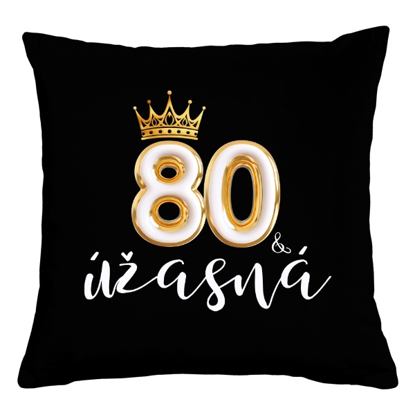 Dárek k 80 se zlatou korunkou a textem úžasná
