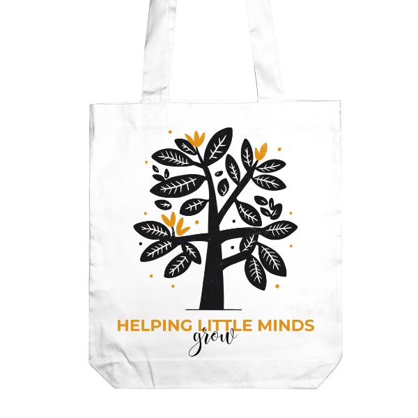 Taška z bio bavlny s potiskem Dárek pro učitele Helping Little Minds Grow