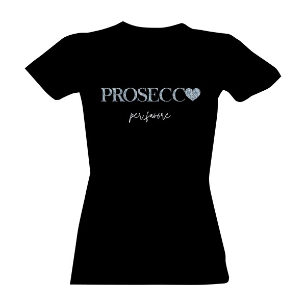 Tričko s potiskem Diamantový nápis se srdcem Prosecco per favore