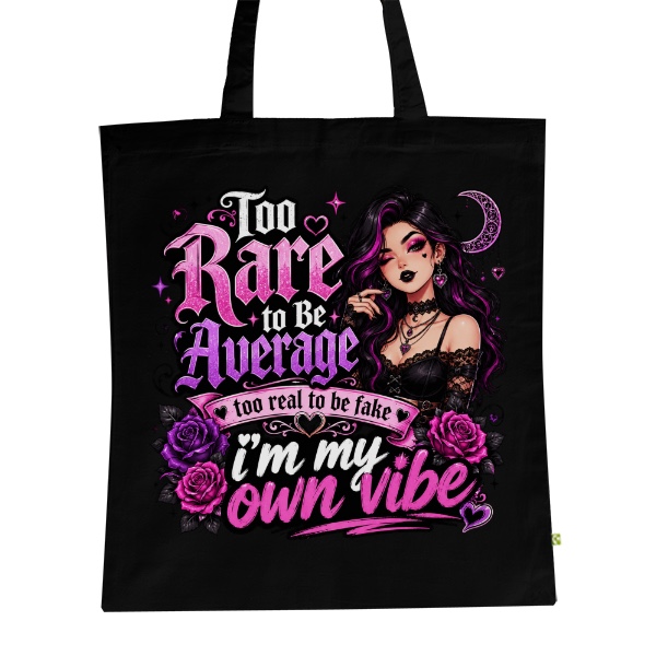 BIO plátěná taška s potiskem Gothic dívka s nápisem Too Rare to Be Average