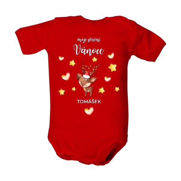 Dětské body  s potiskem Jelínek moje první Vánoce varianta 2