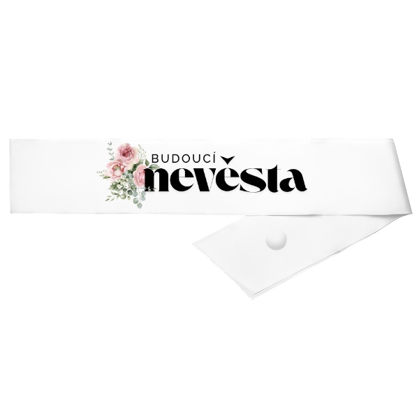 Šerpa s potiskem Květinová šerpa budoucí nevěsta růže pivoňky a eukalyptus