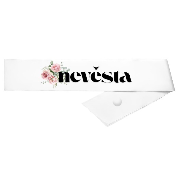 Šerpa s potiskem Květinová šerpa nevěsta růže a eukalyptus