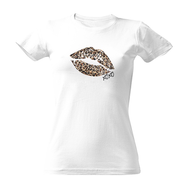 Tričko s potiskem Leopardí rty s nápisem Xoxo