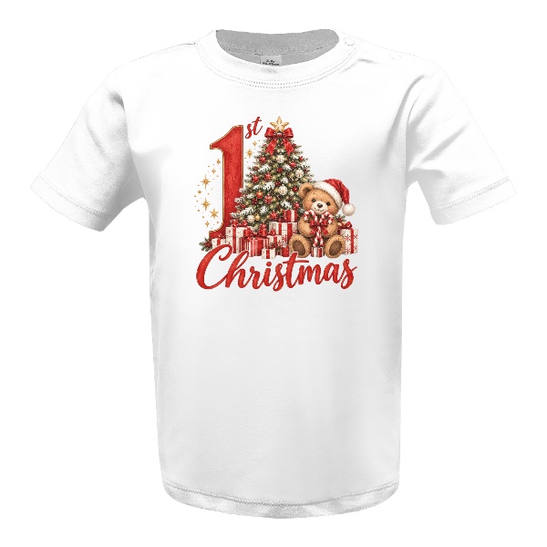 Nápis 1st Christmas s vánočním stromečkem