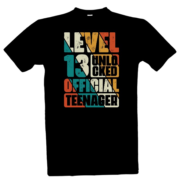 Tričko s potiskem Nápis Level 13 Unlocked Official Teenager