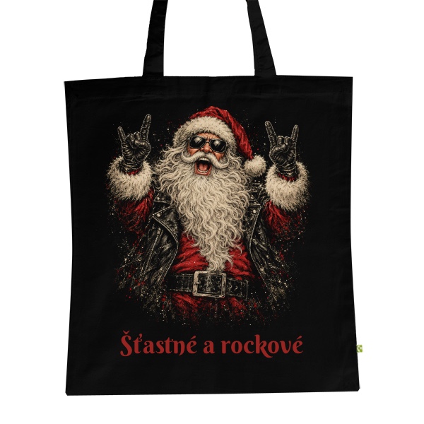 Nápis Šťasné a rockové s drsným Santou