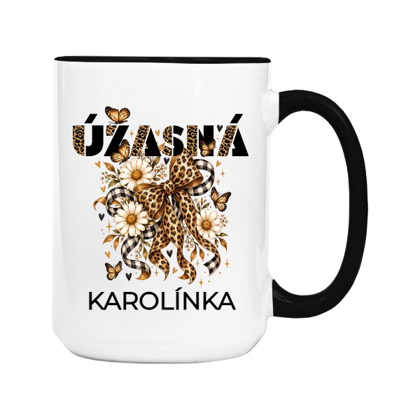 Narozeninový dárek Úžasná s leopardí mašlí květinami jménem