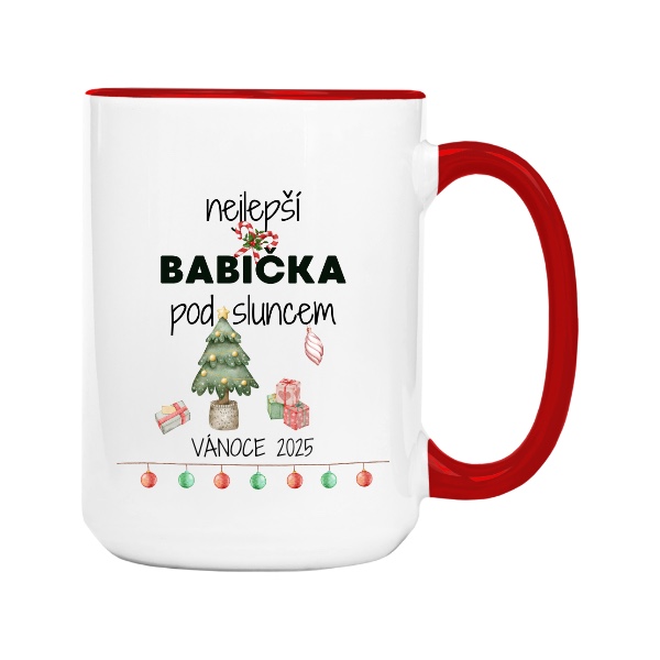 Hrnek velký barevný s potiskem Nejlepší babička pod sluncem Vánoce s upravitelným rokem