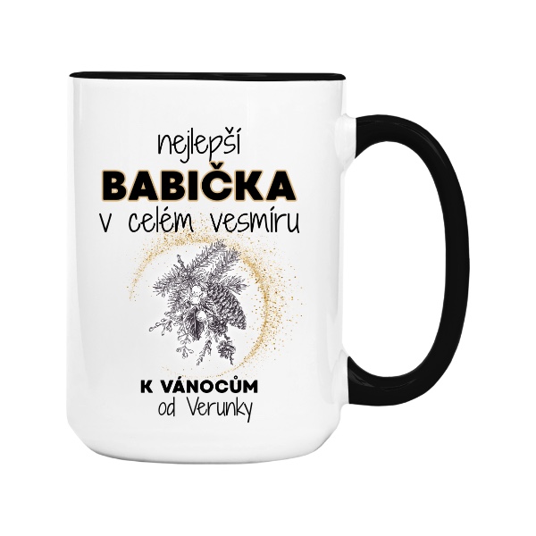 Hrnek velký barevný s potiskem Nejlepší babička v celém vesmíru
