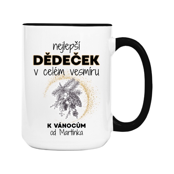 Hrnek velký barevný s potiskem Nejlepší dědeček v celém vesmíru