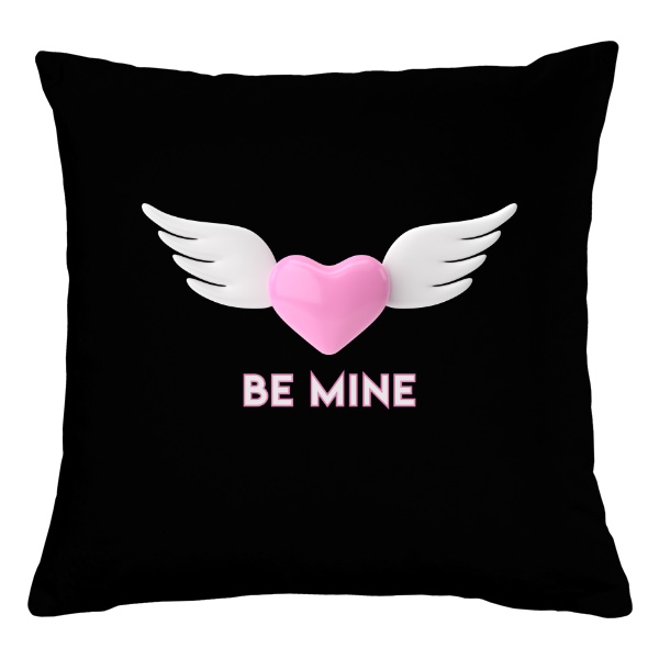 Polštář bavlněný  s potiskem Okřídlené růžové srdce Be Mine