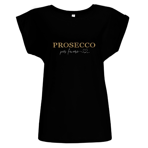 Tričko s potiskem Prosecco per favore na tmavý podklad