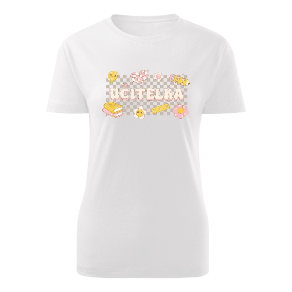 Tričko s potiskem Retro design s textem učitelka