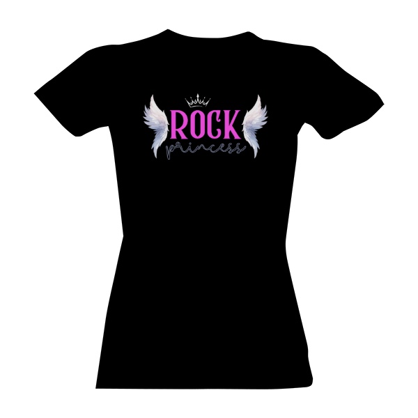 Tričko s potiskem Rock princess s korunkou a křídly