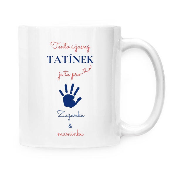 Hrnek malý bílý s potiskem Tento úžasný tatínek se jménem dítěte