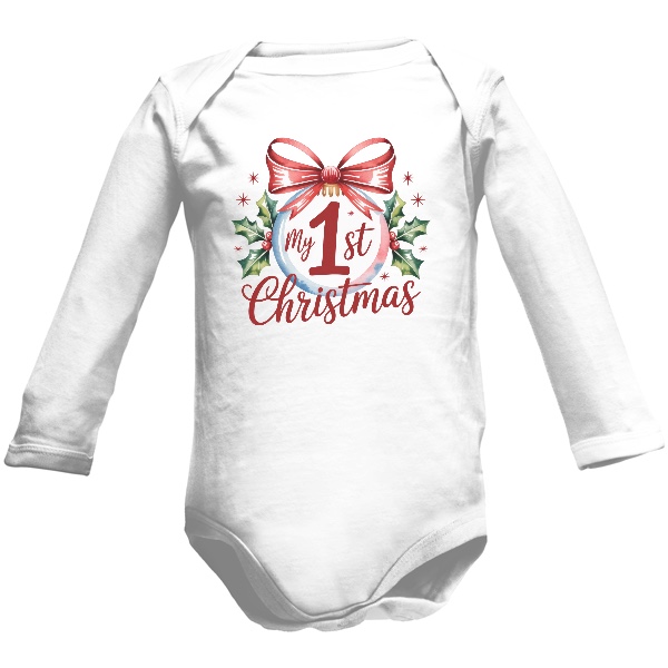 Dětské body Roly Honey Long s potiskem Vánoční baňka My 1st Christmas