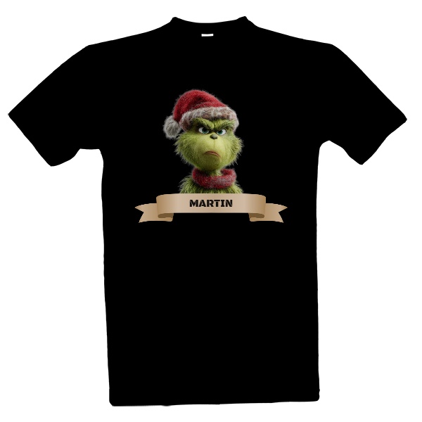 Tričko s potiskem Vánoční Grinch s upravitelným jménem