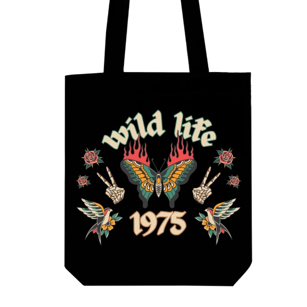 Taška z bio bavlny s potiskem Wild life 1975