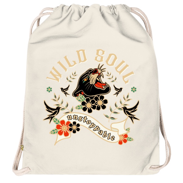 Vak na záda Organic  s potiskem Wild Soul černý panter Unstoppable